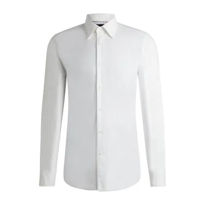 Hugo Boss Regular-fit Shirt In Cotton And Cashmere In White
