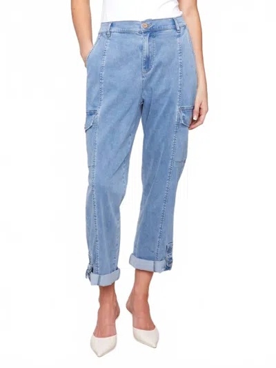 Charlie B Stretch Tencel Cargo Pants In Chambray