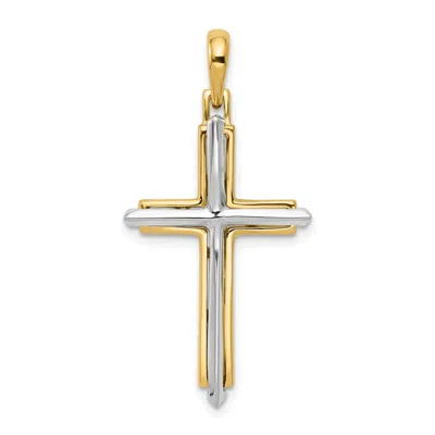Diamond2deal 10k Two-tone Fancy Cross Pendant
