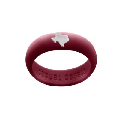 Casual Carats Sterling Silver Texas Silicon Band Ring In Maroon