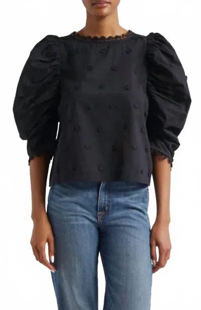 Farm Rio 3d Flowers Blouse In Black In Black
