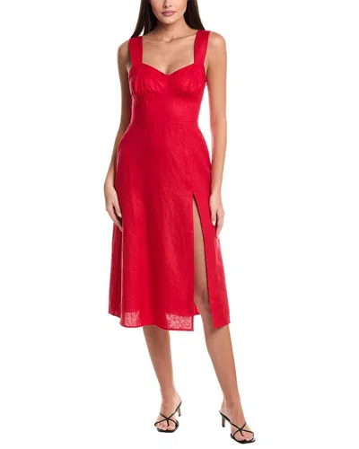 Seraphina Linen Midi Dress In Red