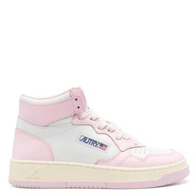 Autry Ladies Pink Medalist Panelled Leather Sneakers In Pink