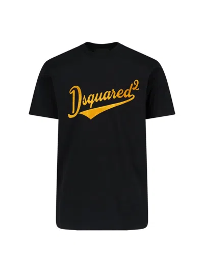 Dsquared2 Black T-shirt With Logo Print On The Front