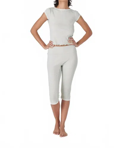 Find Me Now Ribbed Short Sleeve Tee In Sage In White
