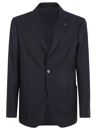 Lardini Single-breasted Tailored Black Wool Blend Jacket