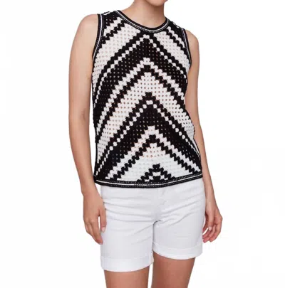 Charlie B Sleeveless Crochet Crew Neck Top In Pepper