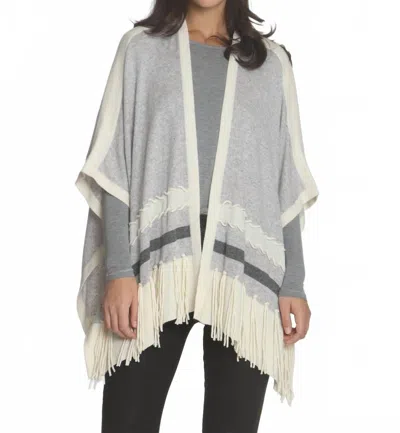 Label+thread Women's Ashley Fringe Poncho In Pumice/white In Gray