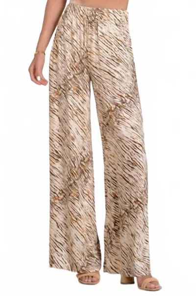 Elan Casual Breeze Flowy Wide Leg Pants In Neutral Sahara In Brown