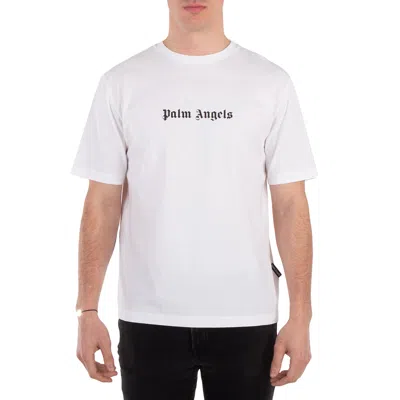 Palm Angels White Short-sleeved T-shirt With Monogram Pa Embroidery In White