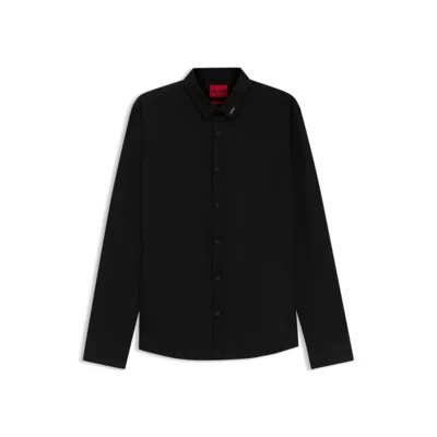 Hugo Boss Slim-fit Shirt In Cotton Poplin With Logo Stripe