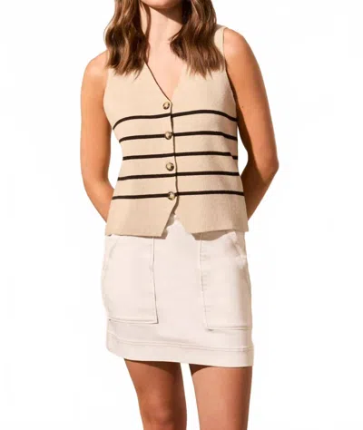 Tribal Sweater Vest With Horn Buttons In Oatmeal And Black Color Combo In Brown
