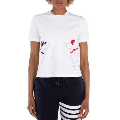 Thom Browne Cotton Crew Neck T-shirt With Graphic Print In White