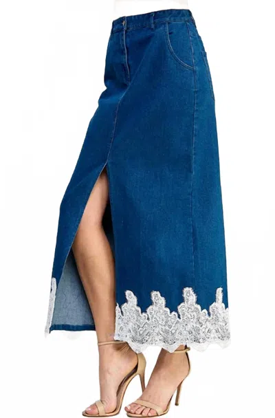Urban Daizy Denim Skirt In Blue/white In Blue