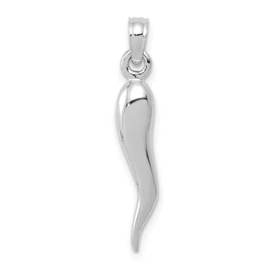 Diamond2deal 10k White Gold Medium 3d Italian Horn Pendant
