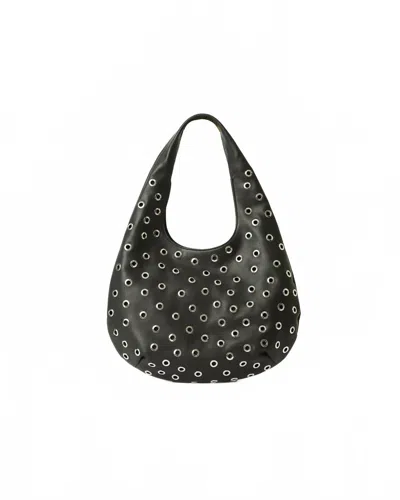 B-low The Belt Women's Gia Grommet Leather Hobo Bag In Black Silver