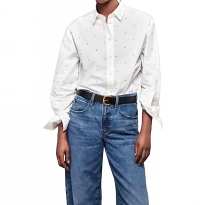 Frame Oversized Button Down Shirt In Pearl In White