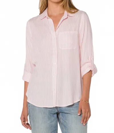 Velvet Heart Elisa Stripe Button Down Shirt In Candy Pink In Pink