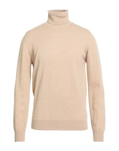 Alpha Studio Man Turtleneck Sand Size 42 Wool In Neutral