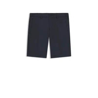 Hugo Boss Water-repellent Shorts With Easy-iron Finish In Blue