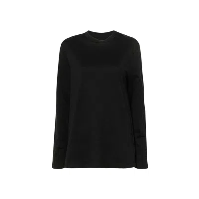 Jil Sander Black Long-sleeved T-shirt With Chic Logo Detail In Black