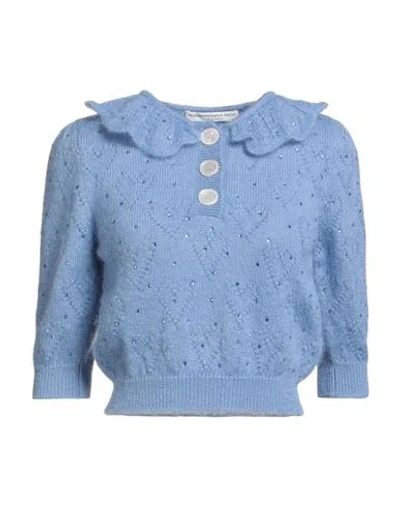 Alessandra Rich Woman Sweater Light Blue Size 4 Mohair Wool, Polyamide, Wool