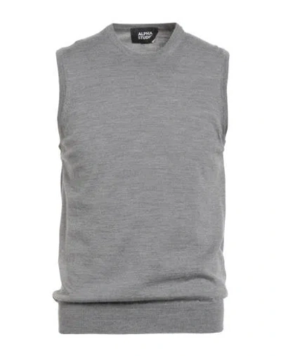 Alpha Studio Man Sweater Grey Size 42 Merino Wool In Gray