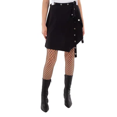 Attico Asymmetrical Stretch Jersey Mini Skirt In Black