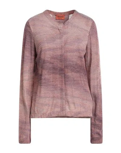 Missoni Woman Cardigan Plum Size 12 Viscose, Synthetic Fibers, Wool, Rayon, Cashmere