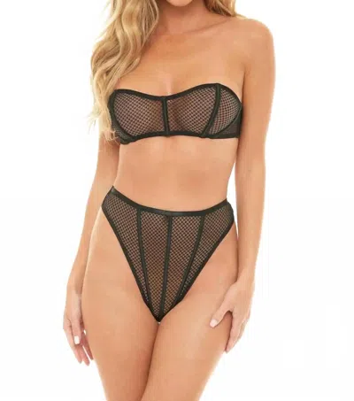 Oh La La Cheri Athena Jacquard Mesh 2 Piece Bra Set In Black In Black