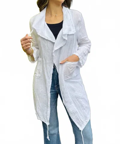 M Made In Italy Woven Resort Cardigan In White In White