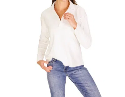 Duffield Lane Shea Long Sleeve Polo Shirt In White In White