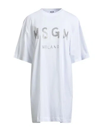Msgm Woman Mini Dress White Size L Cotton In White