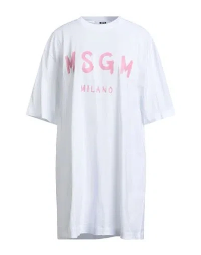 Msgm Woman Mini Dress White Size Xl Cotton In White
