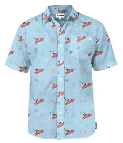 Tipsy Elves Men's Fun Usa Button Down Shirt In Let Freedom Ride Hawaiian In Blue