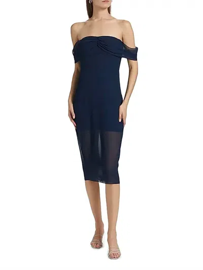 Amanda Uprichard Darien Off-the-shoulder Midi-dress In Blue In Blue