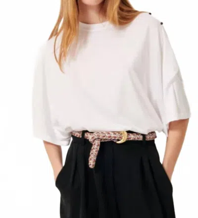 Sessun Summer Night T-shirt With Knot Sleeves In Optical White In White
