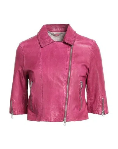 The Jack And Jackie Leathers Woman Jacket Magenta Size 14 Leather