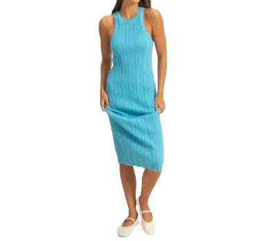 Hyfve Ribbed Knit Bodycon Maxi Dress In Turquoise In Blue