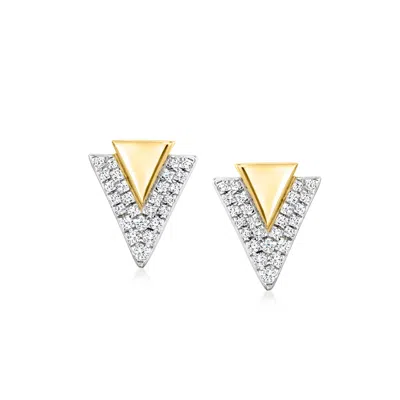 Ross-simons Diamond Chevron Earrings In 18kt Yellow Gold