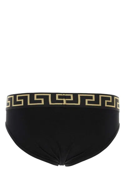 Versace Stretch Cotton Brief Set With Geometric Pattern