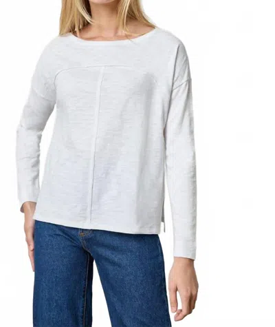 Lilla P Drop Shoulder Boatneck Long Sleeve Top In White In White