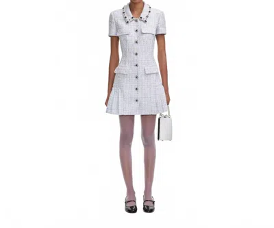 Self-portrait Boucle Revere Collar Mini Dress In Blue