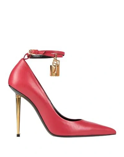 Tom Ford Woman Pumps Red Size 8 Goat Skin, Brass