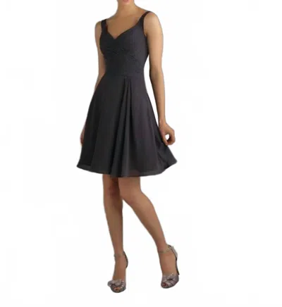 Morilee Chiffon Bridesmaid Cocktail Dress With Straps In Charcoal In Black