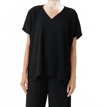 Eileen Fisher V-neck Boxy Top In Black In Black