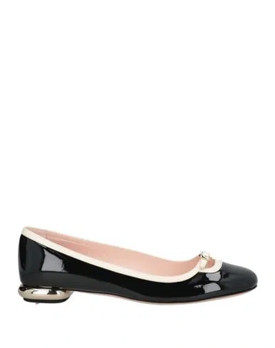 Roger Vivier Woman Ballet Flats Black Size 8 Leather