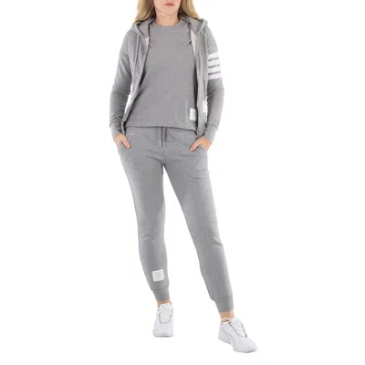 Thom Browne Grey 4-bar Loopback Full Zip Hoodie In Gray