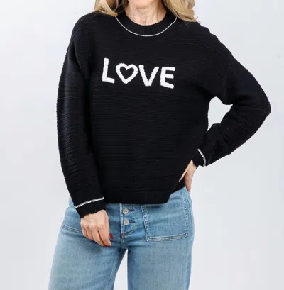 Pure Amici Love Crew Neck Sweater In Black/white