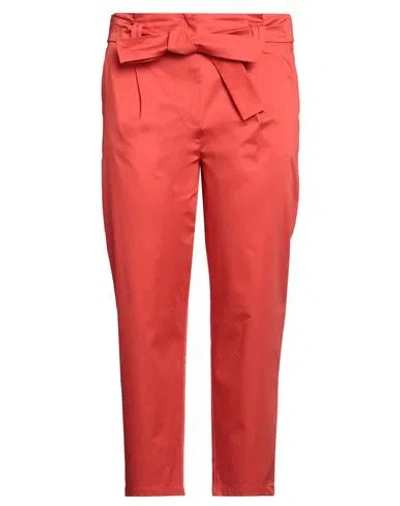 Emme By Marella Woman Pants Tomato Red Size 10 Cotton, Elastane